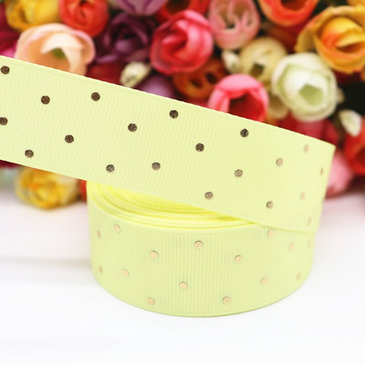 5 jardi 1" 25 MM zlatne točkice s tiskanom grosgrain vrpcom za mašne za kosu DIY rukotvorine Ručno izrađeni dodaci M19080601