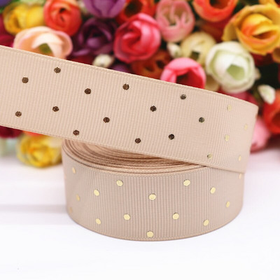5 jardi 1" 25 MM zlatne točkice s tiskanom grosgrain vrpcom za mašne za kosu DIY rukotvorine Ručno izrađeni dodaci M19080601