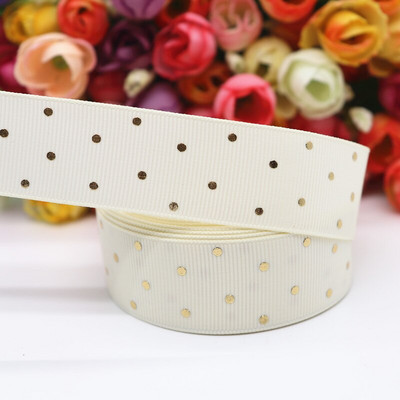 5 jardi 1" 25 MM zlatne točkice s tiskanom grosgrain vrpcom za mašne za kosu DIY rukotvorine Ručno izrađeni dodaci M19080601