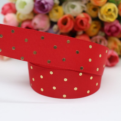 5 jardi 1" 25 MM zlatne točkice s tiskanom grosgrain vrpcom za mašne za kosu DIY rukotvorine Ručno izrađeni dodaci M19080601
