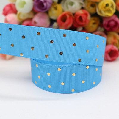 5 jardi 1" 25 MM zlatne točkice s tiskanom grosgrain vrpcom za mašne za kosu DIY rukotvorine Ručno izrađeni dodaci M19080601