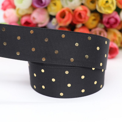 5 jardi 1" 25 MM zlatne točkice s tiskanom grosgrain vrpcom za mašne za kosu DIY rukotvorine Ručno izrađeni dodaci M19080601