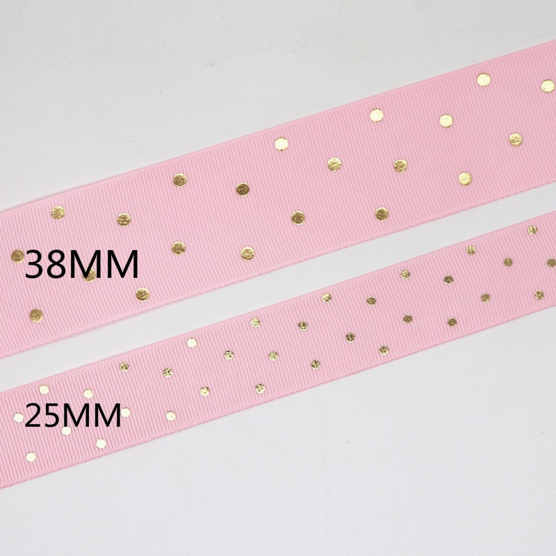 5 jardi 1" 25 MM zlatne točkice s tiskanom grosgrain vrpcom za mašne za kosu DIY rukotvorine Ručno izrađeni dodaci M19080601