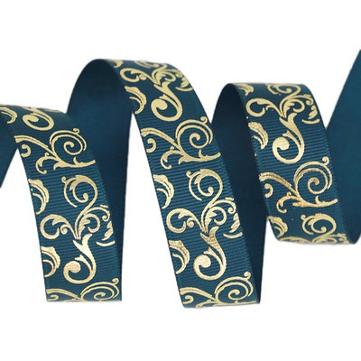 (10 yards/lot) 25mm Aur Panglici de imprimare la cald Transfer termic Imprimat grosgrain Ambalaj cadou Accesorii de nunta Materiale de bricolaj