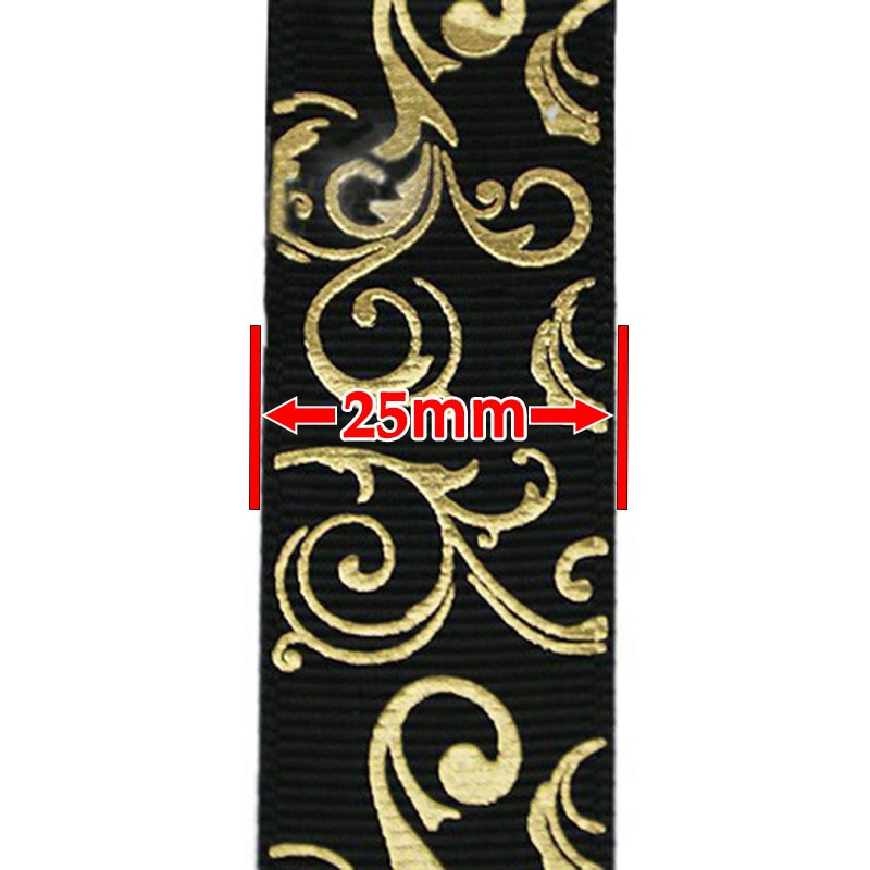 (10 yards/lot) 25mm Aur Panglici de imprimare la cald Transfer termic Imprimat grosgrain Ambalaj cadou Accesorii de nunta Materiale de bricolaj