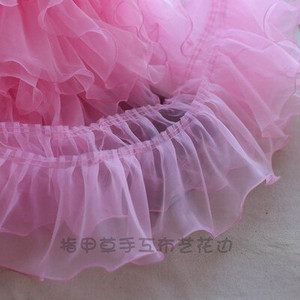 1M Rózsaszín Fehér Kék Színes Organza hajtogatott csipke szegélyek szalag szövet rátét Hajtogatás fodros ruhák barkács varrás kellékek kézműves