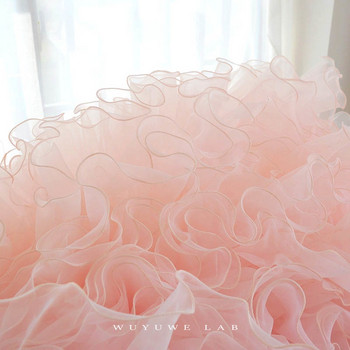 1M розово бяло синьо цветни органза плисирани дантелени гарнитури панделка плат апликация гънки рокли с волани Направи си сам шевни консумативи занаяти