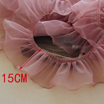 1M Ροζ Λευκό Μπλε Πολύχρωμο Οργάντζα Πλισέ Δαντέλα Κορδέλα Ύφασμα απλικέ Φορέματα με βολάν DIY Ραπτοσκευές χειροτεχνίας