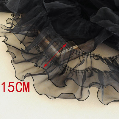 1M Rózsaszín Fehér Kék Színes Organza hajtogatott csipke szegélyek szalag szövet rátét Hajtogatás fodros ruhák barkács varrás kellékek kézműves