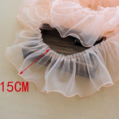 1M Rózsaszín Fehér Kék Színes Organza hajtogatott csipke szegélyek szalag szövet rátét Hajtogatás fodros ruhák barkács varrás kellékek kézműves