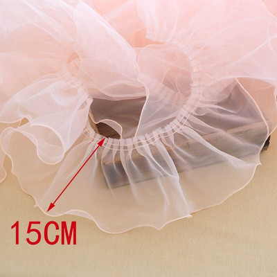 1M Rózsaszín Fehér Kék Színes Organza hajtogatott csipke szegélyek szalag szövet rátét Hajtogatás fodros ruhák barkács varrás kellékek kézműves