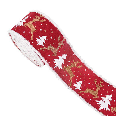 5m/rull jõulupaelad kangast põdrast jõulupuu trükk juhtmega servaga DIY jõulukinkide pakkimine lindiga pärja vibu käsitöö