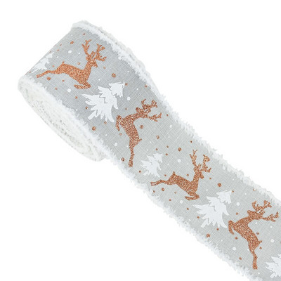 5m/rull jõulupaelad kangast põdrast jõulupuu trükk juhtmega servaga DIY jõulukinkide pakkimine lindiga pärja vibu käsitöö