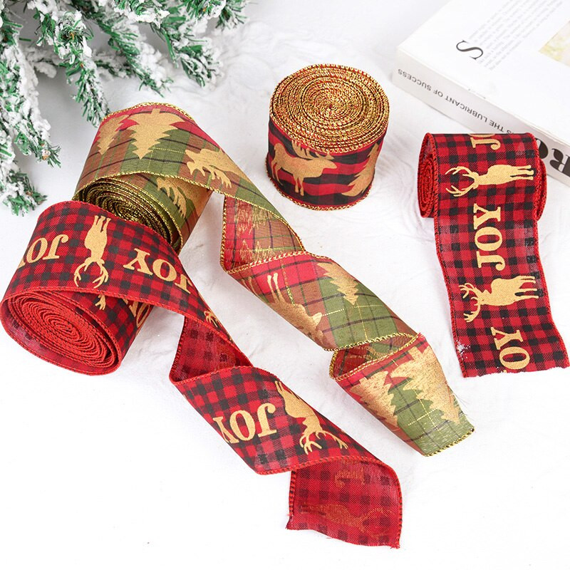 5m/rull jõulupaelad kangast põdrast jõulupuu trükk juhtmega servaga DIY jõulukinkide pakkimine lindiga pärja vibu käsitöö