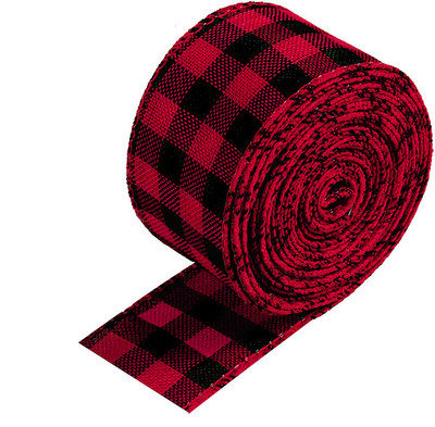 2,5 inchi/6,5 yarzi Grilă alb-negru Panglică cu margine cu fir din pânză de pânză artificială Panglică decorativă pentru împachetare pentru cadouri Ghirlandă cu fundă mare în dungi