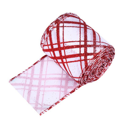 2,5 inchi/6,5 yarzi Grilă alb-negru Panglică cu margine cu fir din pânză de pânză artificială Panglică decorativă pentru împachetare pentru cadouri Ghirlandă cu fundă mare în dungi