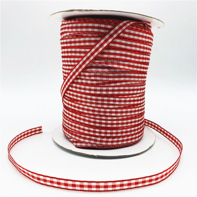 5υάρδες/Παρτίδα 6mm καρό κορδέλα Χειροποίητη κορδέλα για Χριστουγεννιάτικη διακόσμηση γάμου με φιόγκο DIY Συσκευασία δώρου