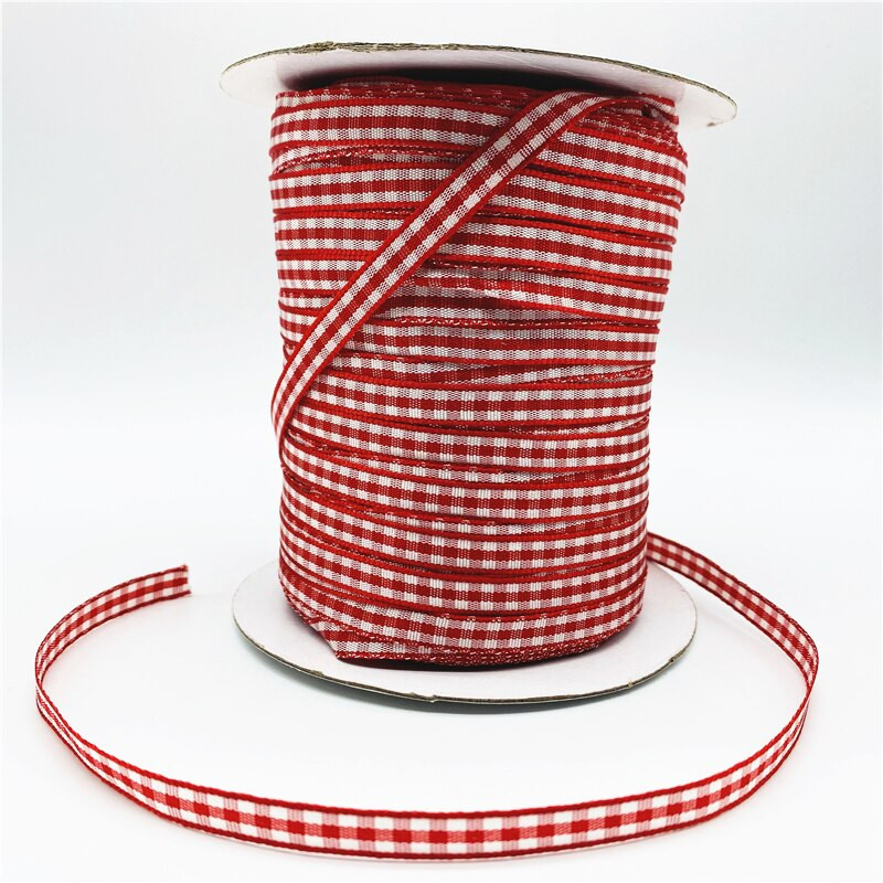 5υάρδες/Παρτίδα 6mm καρό κορδέλα Χειροποίητη κορδέλα για Χριστουγεννιάτικη διακόσμηση γάμου με φιόγκο DIY Συσκευασία δώρου