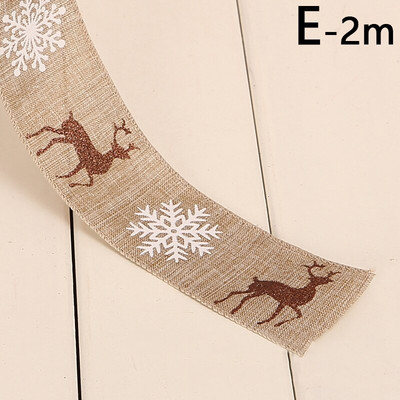 Κουτί δώρου Διακοσμητικές κορδέλες 2M Χριστουγεννιάτικο λινό κορδέλα DIY Dot Snowflake Elk Εκτύπωση Δαντέλα υφαντό σχοινί F Κρεμαστό χριστουγεννιάτικο δέντρο γάμου