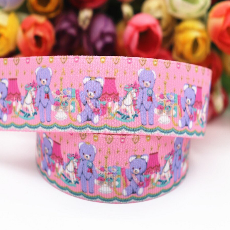 25mm 5 Yards Grosgrain paelad Armsad loomamustriga isetehtud käsitsi valmistatud 100% polüestrist pehmed grosgrain paelad 18081807