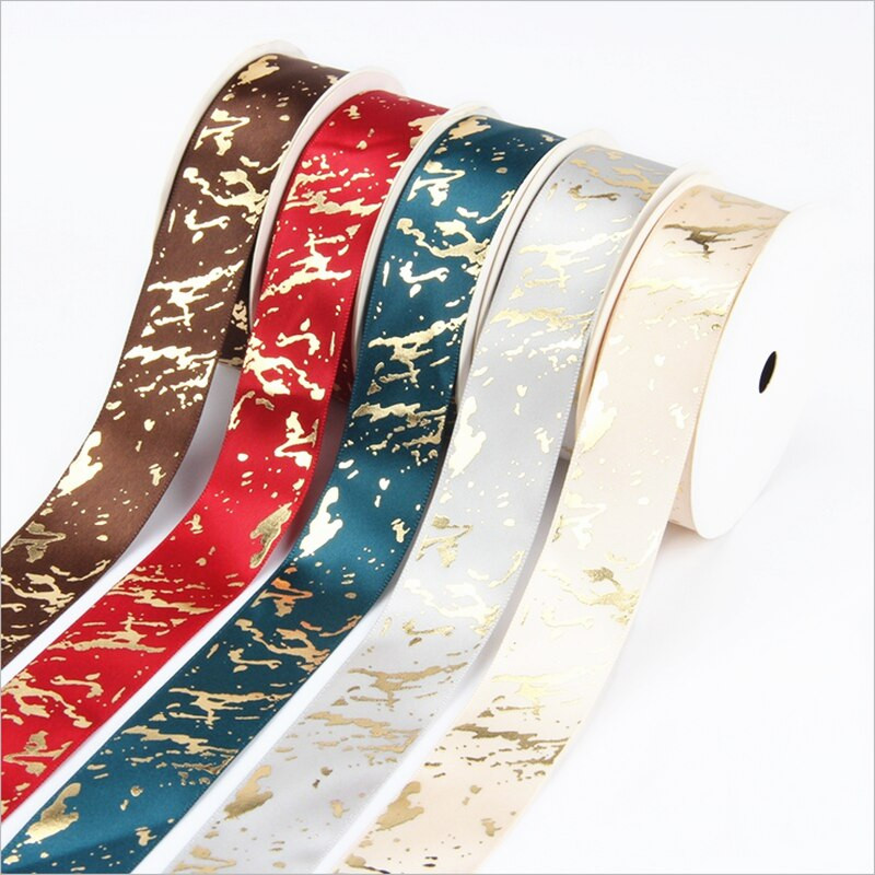 Αναλώσιμα σατέν κορδέλες 5 γιάρδων πλάτους 25 χιλιοστών τυπωμένες για γαμήλια χριστουγεννιάτικη γιορτή DIY κορδέλες περιτυλίγματος φιόγκων