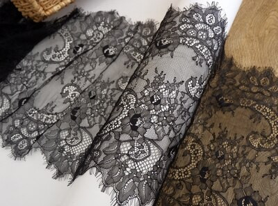 Πλάτος 35 εκ. μήκος 3 μέτρα Εξαιρετική δαντέλα βλεφαρίδων DIY αξεσουάρ ρούχων με κούφιο πέπλο ύφασμα νυφικού