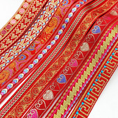 2 μέτρα Κόκκινο Χρώμα Vintage Ethnic Κεντητική Κορδέλα Δαντέλα Διακοσμητικά DIY Αξεσουάρ τσάντα ρούχων Κεντημένο ύφασμα