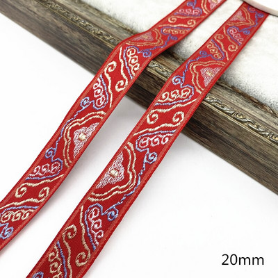 2 μέτρα Κόκκινο Χρώμα Vintage Ethnic Κεντητική Κορδέλα Δαντέλα Διακοσμητικά DIY Αξεσουάρ τσάντα ρούχων Κεντημένο ύφασμα
