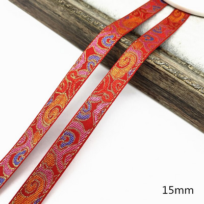 2 μέτρα Κόκκινο Χρώμα Vintage Ethnic Κεντητική Κορδέλα Δαντέλα Διακοσμητικά DIY Αξεσουάρ τσάντα ρούχων Κεντημένο ύφασμα