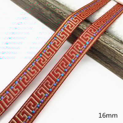 2 μέτρα Κόκκινο Χρώμα Vintage Ethnic Κεντητική Κορδέλα Δαντέλα Διακοσμητικά DIY Αξεσουάρ τσάντα ρούχων Κεντημένο ύφασμα