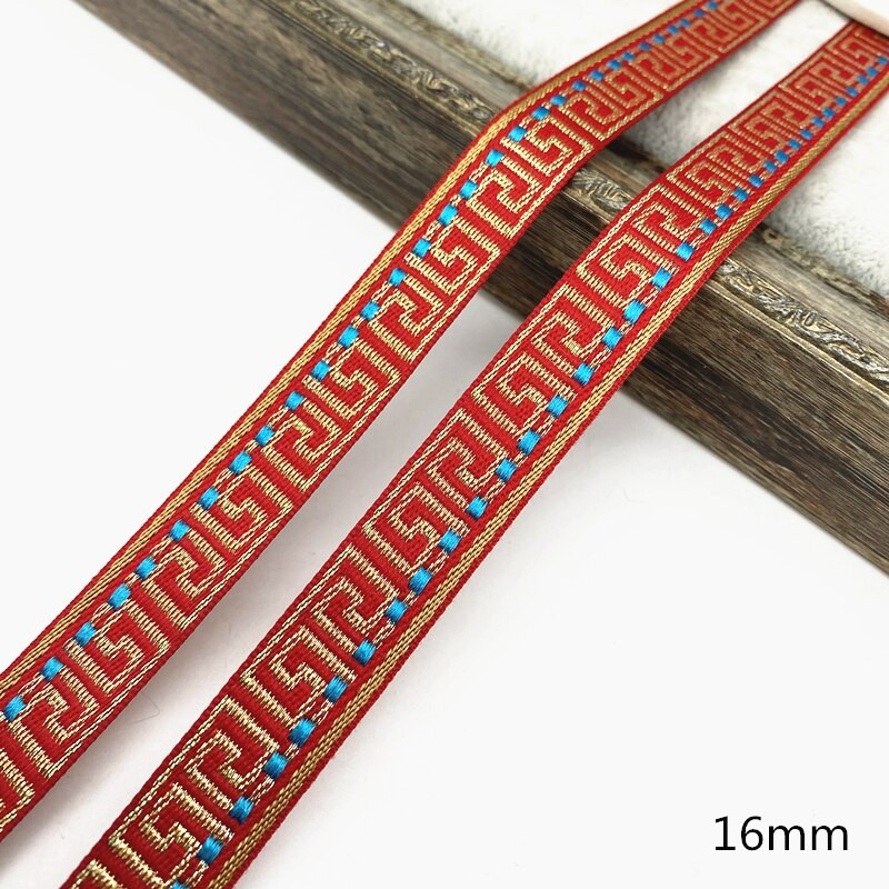 2 μέτρα Κόκκινο Χρώμα Vintage Ethnic Κεντητική Κορδέλα Δαντέλα Διακοσμητικά DIY Αξεσουάρ τσάντα ρούχων Κεντημένο ύφασμα