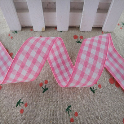 18112404, 1" 25 MM 5 Yards rešetkasta rešetkasta tiskana Grosgrain vrpce Poklon pakiranje DIY ručno rađeni materijali