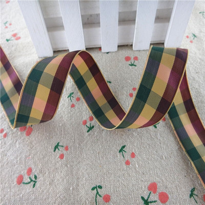 18112404, 1" 25 MM 5 Yards rešetkasta rešetkasta tiskana Grosgrain vrpce Poklon pakiranje DIY ručno rađeni materijali