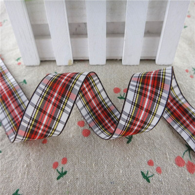 18112404, 1" 25 MM 5 Yards rešetkasta rešetkasta tiskana Grosgrain vrpce Poklon pakiranje DIY ručno rađeni materijali