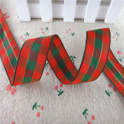 18112404, 1" 25 MM 5 Yards rešetkasta rešetkasta tiskana Grosgrain vrpce Poklon pakiranje DIY ručno rađeni materijali