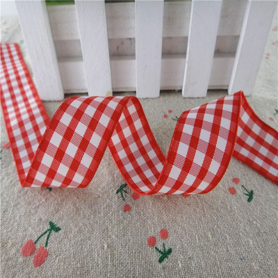 18112404, 1" 25 MM 5 Yards rešetkasta rešetkasta tiskana Grosgrain vrpce Poklon pakiranje DIY ručno rađeni materijali