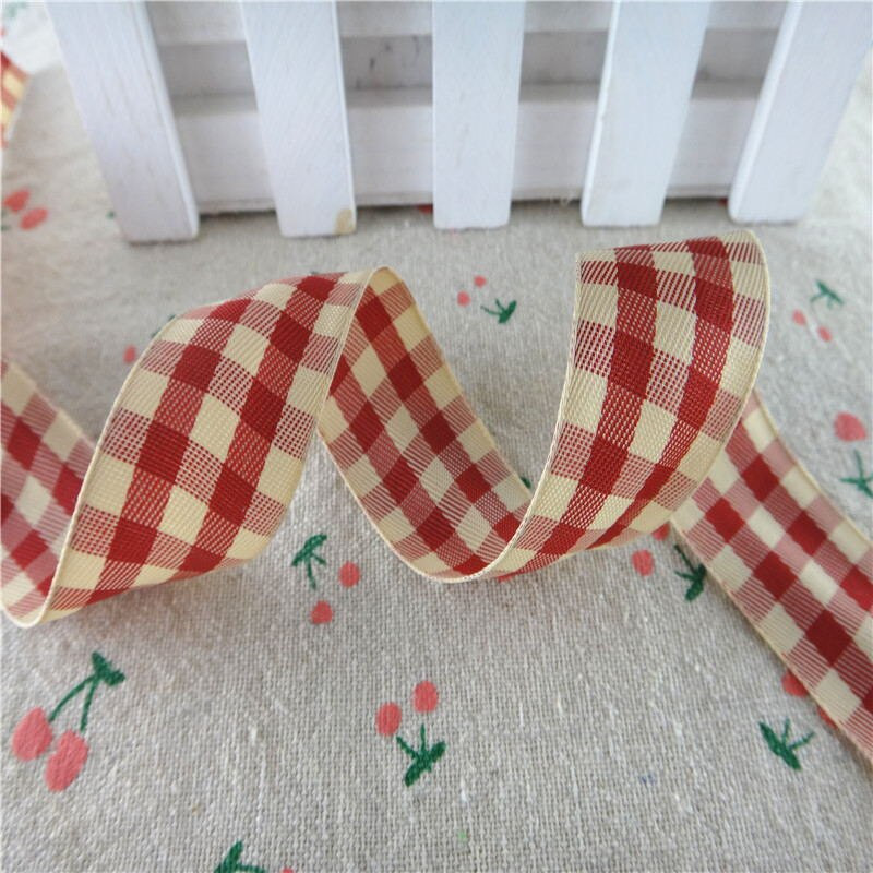 18112404, 1" 25 MM 5 Yards rešetkasta rešetkasta tiskana Grosgrain vrpce Poklon pakiranje DIY ručno rađeni materijali