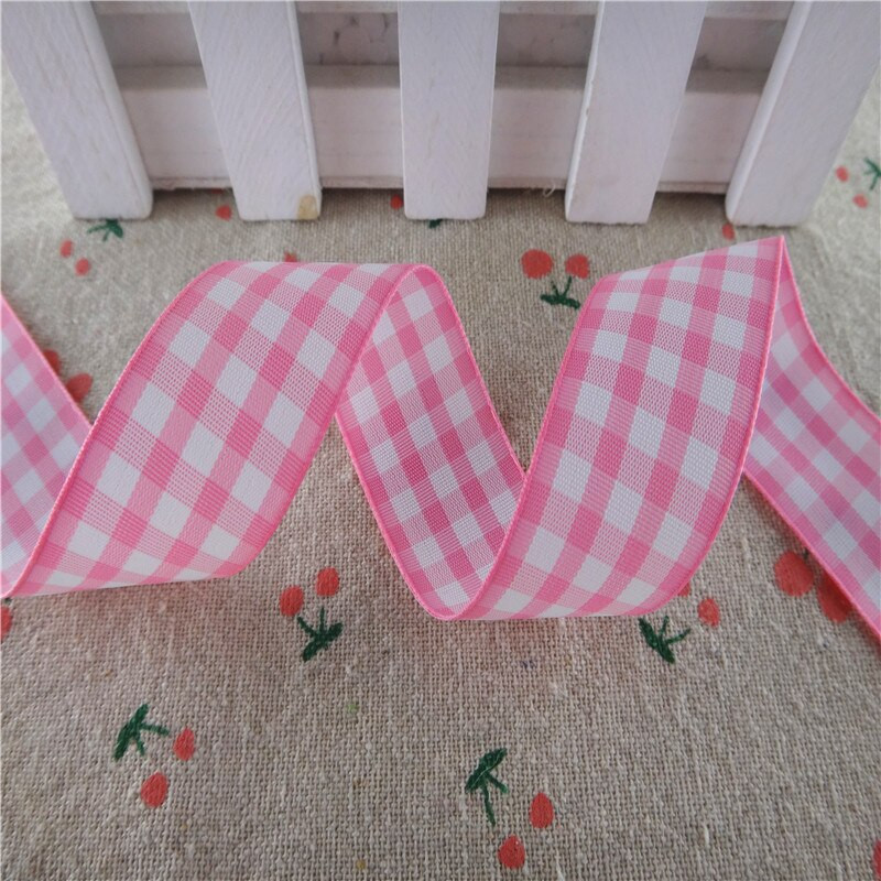 18112404, 1" 25 MM 5 Yards rešetkasta rešetkasta tiskana Grosgrain vrpce Poklon pakiranje DIY ručno rađeni materijali