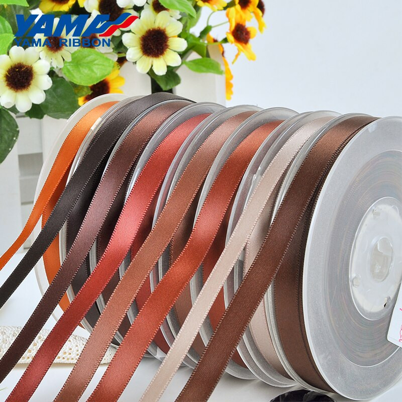 YAMA 100 jardi 6 9 13 16 19 22 mm Satenska vrpca s jednim licem Zlatno smeđe vrpce za zabavu Ukrasi vjenčanja Ručno izrađeni pokloni od ruža