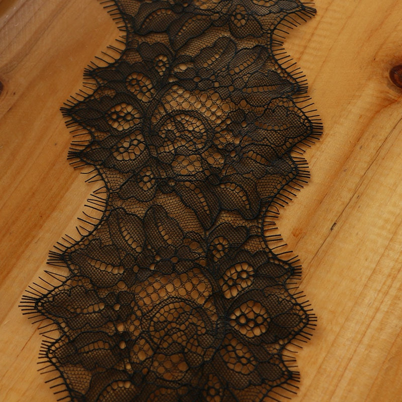 3 meetrit/partii 13cm laius mood Kvaliteetne käsitsi valmistatud DIY must ripsmete pits, pitskangas