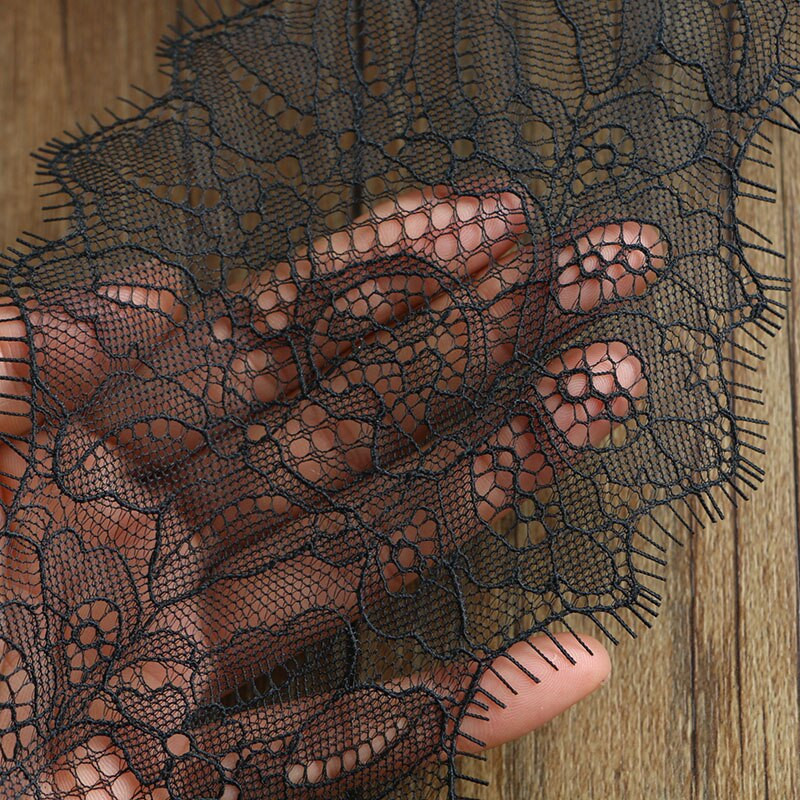 3 meetrit/partii 13cm laius mood Kvaliteetne käsitsi valmistatud DIY must ripsmete pits, pitskangas