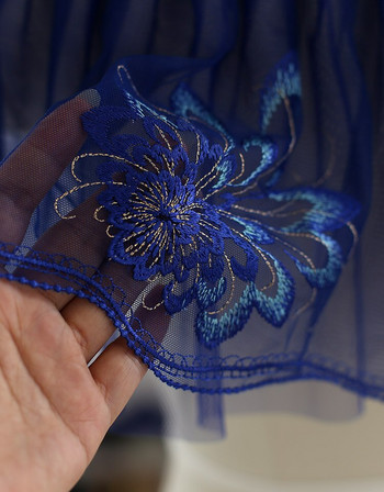 1μέτρο/ 20 εκ. Μωβ Navy Blue Διχτυωτό Διχτυωτό Κέντημα Πλισέ ύφασμα δαντέλας για χειροποίητο υλικό φούστας φορέματος