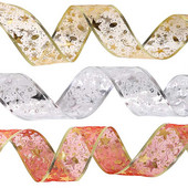 200 cm x 6,3 cm jõululint traadist servaga lint Organza läbipaistev sädelev lint jõulupuu pärja peo kaunistamiseks