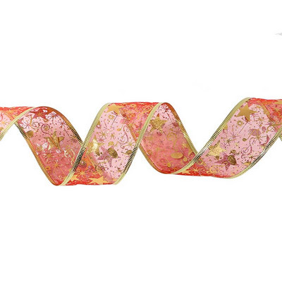 200 cm x 6,3 cm jõululint traadist servaga lint Organza läbipaistev sädelev lint jõulupuu pärja peo kaunistamiseks