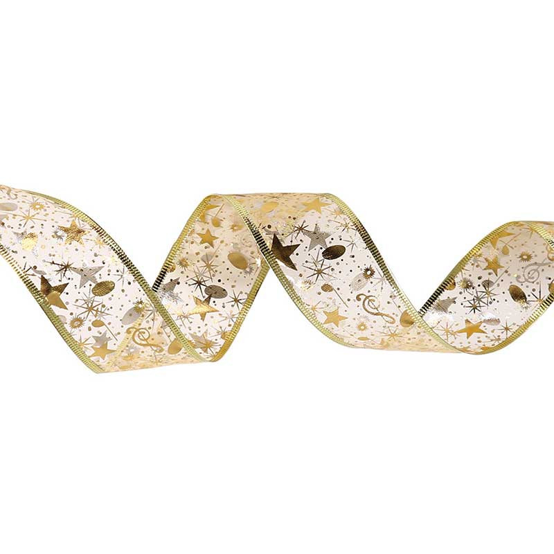 200 cm x 6,3 cm jõululint traadist servaga lint Organza läbipaistev sädelev lint jõulupuu pärja peo kaunistamiseks