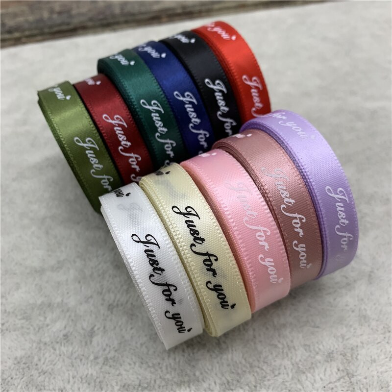 Ρομαντική ζώνη συσκευασίας δώρου 5 Yards 10mm με τυπωμένη ταινία "Just For You" Σχεδιασμός Κορδέλας για Χριστουγεννιάτικη διακόσμηση γάμου