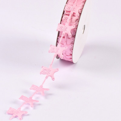 1–1,5 cm segatud roosad/sinised paelad käsitöötarbed Tikitud riidest pakkimine Kingitused beebipeokaunistused DIY õmblustarvikud