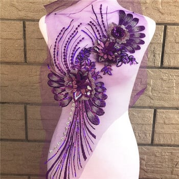 1 бр. 7 цвята, цветя, пайети, бродерия, деколте, дантелена апликация, украсена яка за шиене на сватбена вечерна рокля Направи си сам кръпка за скрапбукинг