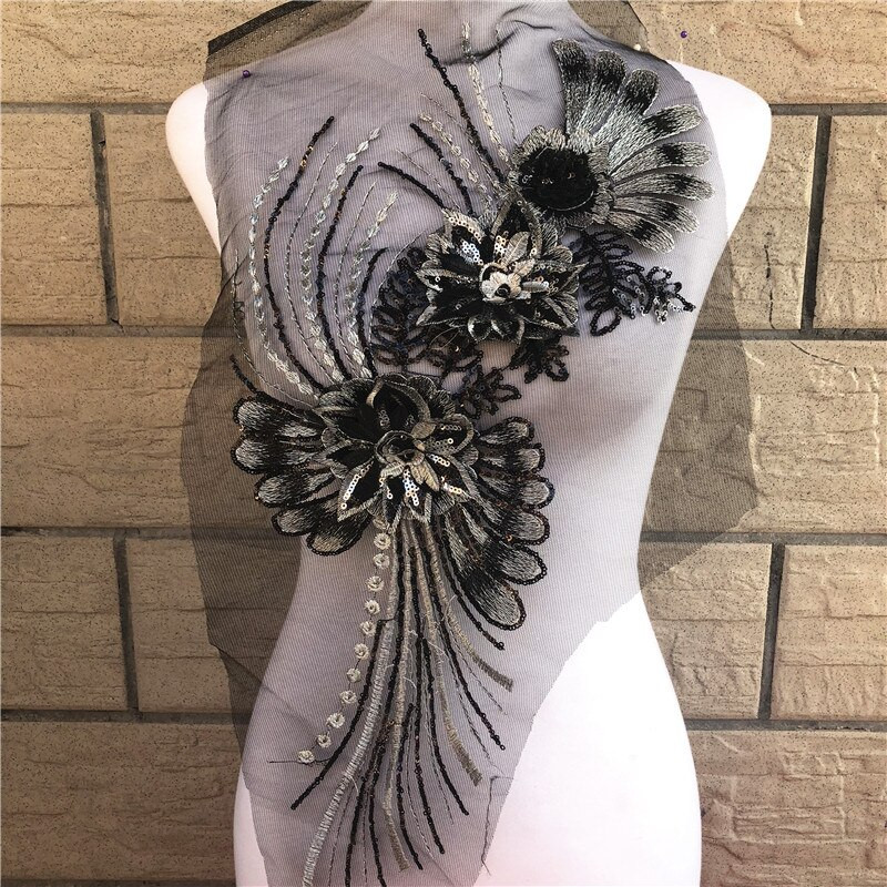 1 tk 7 värvi lillelised litrid tikandid kaelus pits, aplikatsiooniga ääriskrae pulmadeks õhtukleidi õmblemiseks isetegemise albumi plaaster