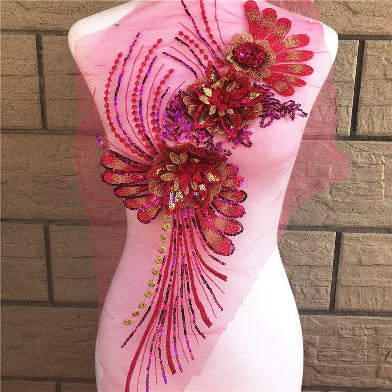 1 tk 7 värvi lillelised litrid tikandid kaelus pits, aplikatsiooniga ääriskrae pulmadeks õhtukleidi õmblemiseks isetegemise albumi plaaster